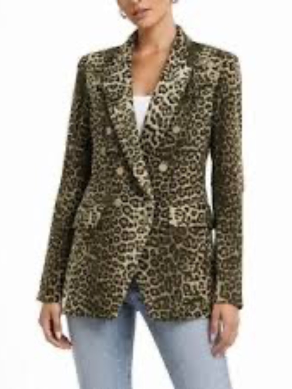 Blazer Carolina Belle Montreal Leopard Print Chic Metallic Buttons